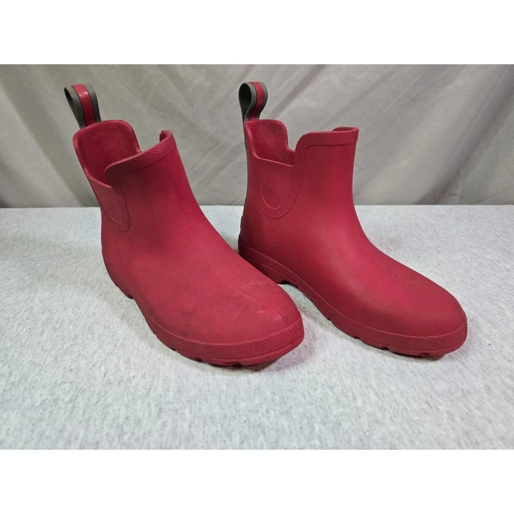 Totes Red Chelsea Ankle Rain Boots Women's Waterproof Slip On size 7